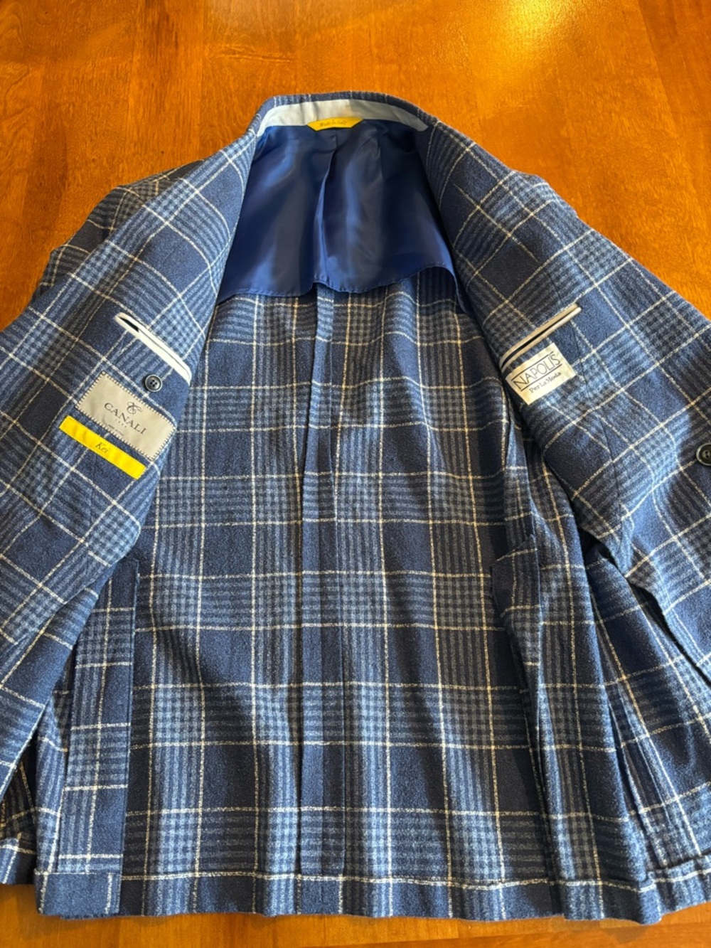 Canali Kei Double-Breasted Navy Plaid Sport Coat 40R - Picture 8 of 11